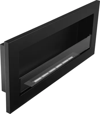 Image de Cheminée au bioéthanol SLIM Nice-House 900x400mm. Biocheminée 90cm noire, avec verre, à encastrer ou à suspendre au mur