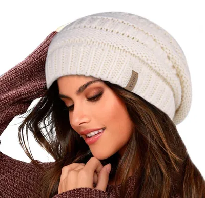 Zdjęcie produktu dla Czapka damska typu beanie, ciepła zimowa czapka z podszewką, dzianinowa czapka z podszewką, uniwersalny rozmiar, kolor beżowy