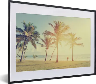 Produktbild von MuchoWow® Gerahmtes Poster Meer - Palme - Sommer - Sonne - Strand 40x30 cm - Poster mit Schwarzem Bilderrahmen Wandposter Rahmen Foto Bilder - Bilderrahmen - Poster im Rahmen