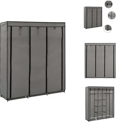 Image de vidaXL Armoire avec compartiments et tringles Gris 150x45x175cm Tissu - Penderies