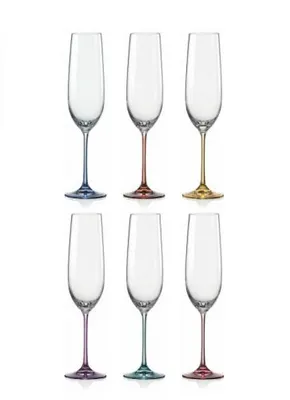 Produktbild von Sektgläser Sektglas Champagnergläser  Kristallglas Sektkelch Spectrum mehrfarbig 190 ml  6er Set Bohemia Crystalex