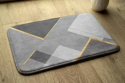 Produktbild von Badteppich Saugfähige - Badezimmer Teppich - Rutschfester Badvorleger Badematte - 75x45 cm - Geometrische Muster