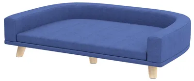 Image de Canapé pour chien PawHut avec pieds en bois - Lit pour chien lavable - Bleu