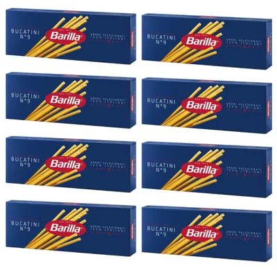 Image de Pâtes Barilla : spaghettis épais « Bucatini » n° 9, 8 x 500 g, italiennes