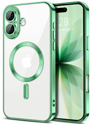 Produktbild von Weiche Klar Hülle für iPhone 17, Kameraschutz, Kompatibel mit MagSafe, Elektroplattiert TPU Handyhülle hellgrün