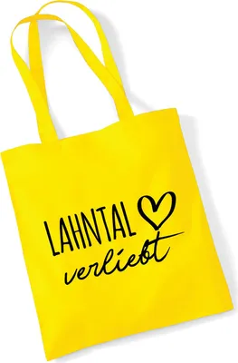 Produktbild von Huuraa Jutebeutel Lahntal verliebt 10 Liter Yellow Baumwolle Tasche Geschenkidee