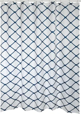Produktbild von MSV Anti-Schimmel Duschvorhang "Granada" - Anti-Bakteriell, waschbar, wasserdicht, 100 % Polyester, 180x200cm weiß dunkelblau