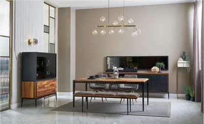 Produktbild von Esszimmertisch Esszimmer Gruppe Essgruppe Essecke Set 9tlg Holz Braun