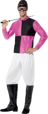 Productafbeelding van Smiffys - Jockeysuit voor heren, model SM3415 (maat L) (roze/zwart)