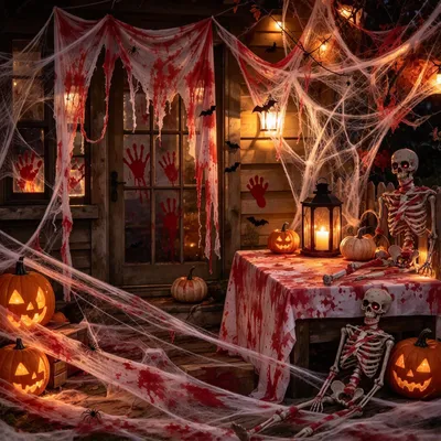 Halloween Grusel-Dekoration aus Stoff, Weiß, 1 Stück