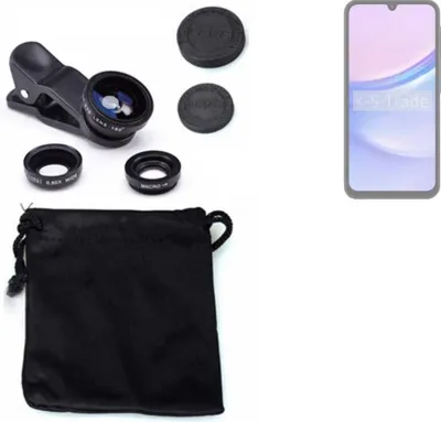 Produktbild von K-S-Trade Smartphone Kamera Linsen Set Kompatibel mit Samsung Galaxy A15 LTE 3in1 Clip-On Kamera Adapter Macro Weitwinkel FishEye Fischauge Objektiv