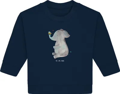 Produktbild von Mr. & Mrs. Panda Organic Baby Pullover Elefant Biene 6. - 12. Monat - French Navy - Geschenk, Heiratsantrag, Lustige Sprüche, Liebe, Liebesspruch, Hochzeitsgeschenk