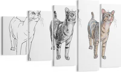 Produktbild von Bild auf Leinwand - Leinwandbild - Katzen Tiere Kinder Illustration - 100x60cm - Wand Bild - Wanddeko - Leinwanddruck - Bilder - Kunstdruck - Leinwand bilder - Wandkunst - EG100x60-3211