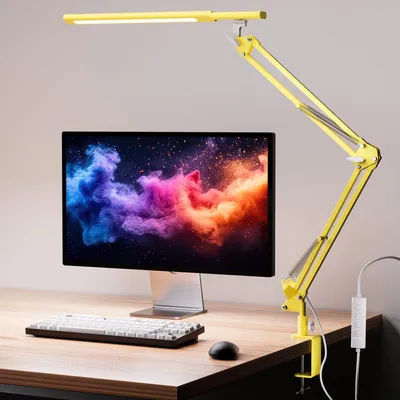 LED-Bürolampe, Klemmleuchte, 12 W, 5 Farbtemperaturen, Gelb