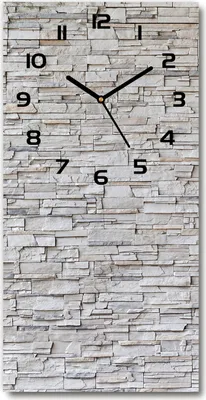 Produktbild von Wanduhr aus Glas – 30x60 cm - Glasbild - Glasuhr - Gehärtetes Glas -Eine Steinmauer