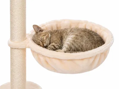 Produktbild von Liegemulde  für Kratzbäume, Liegefläche mit stabilem Metallrahmen Katzenkorb Katzenhängematte aus Weichem Plüsch Für Kratzbaum beige