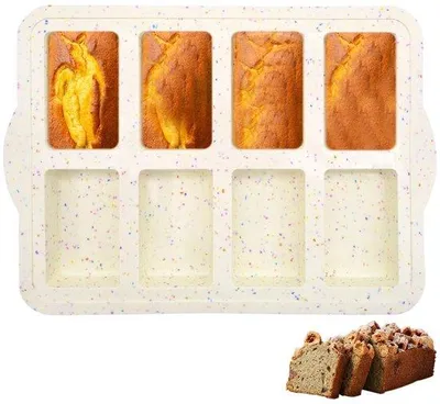 Obrázek produktu pro Forma na pečení mini, 8 otvorů - Obdélníková forma - Nepřilnavá forma - Forma na chléb/brownie - Silikonová forma - 33 x 23,5 x 3 cm