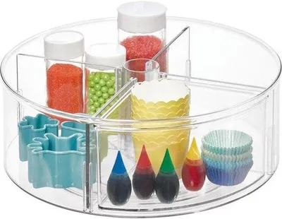 Immagine prodotto di Organizer girevole per armadietti da cucina in plastica riciclata trasparente