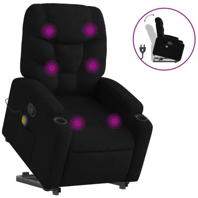Produktbild von Massagesessel mit Aufstehhilfe Schwarz Stoff