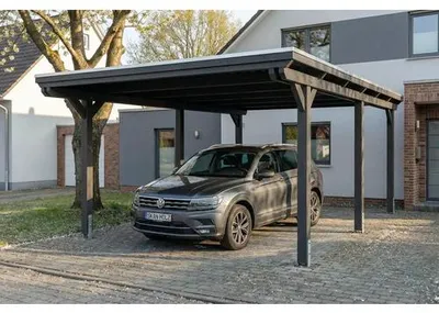Produktbild von Einzelcarport SKAN HOLZ Emsland inkl. EPDM Folie, Pfostenanker 402 x 604 cm anthrazit