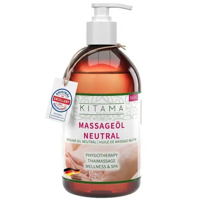 Produktbild von Kitama Massageöl Neutral (ohne Duft) 500ml für Physiotherapie Thai-Massage