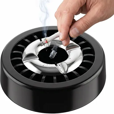 Produktbild von Starburg® Gluttöter Aschenbecher für draußen Windaschenbecher Ascher stabil rund flach - SCHWARZ