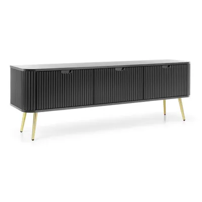 Produktbild von Lowboard schwarz gerillt mit Füße gold ZARA-160