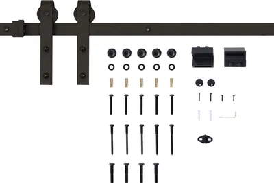 Produktbild von Gleitschienen-Bausatz für Schiebetüren, max. 100 kg Belastbarkeit, Metall, Schwarz, 2 m, Schwarz