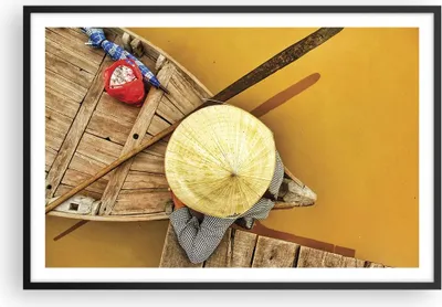 Produktbild von Gerahmtes Poster - Schwarzer Rahmen - Asiatisch Boot Brücke - 91,5x61 cm - Wand Bild - Wanddeko - Wandbilder - Kunstposter - Wandposter - Bilderrahmen - Bilder - Kunstdruck - P2BAA91x61-4844