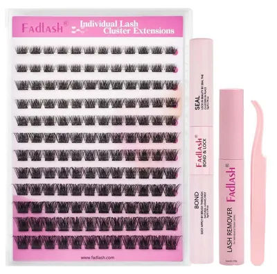 Image de Kit d'extension de cils à faire soi-même, comprenant du produit de préparation et de scellement, un dissolvant de colle et une pince à épiler, couleur noire