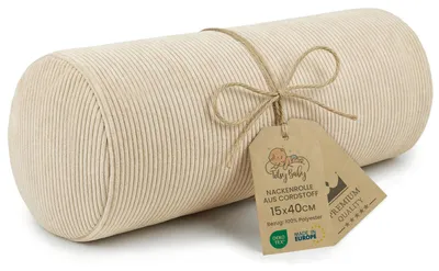 Produktbild von Nackenrolle mit Cordsamt-Bezug 40x16 cm Nackenkissen Kniekissen Hellbeige