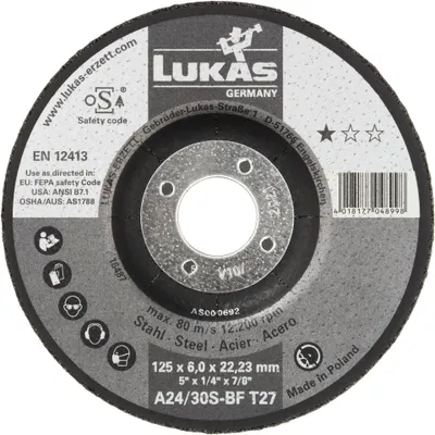Produktbild von Konvexe Scheibe T27 125*6,0*22 A24/30S-Bf Premiumflex – T27 125 6,0R