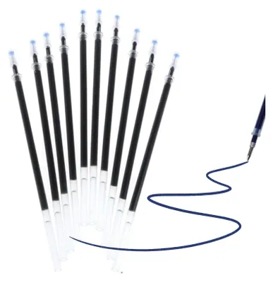 Produktbild von Blaue Kugelschreiberminen, 10er-Packung, 0,5 mm, Ersatz-Gelstift, blaue Tinte, Kunststoff-Stift-Nachfüllpackung für löschbare Stifte, Büro