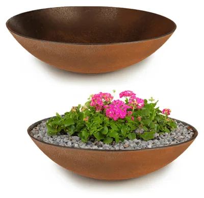Immagine prodotto di Fioriere piatte per esterni Ciotole decorative rotonde effetto ruggine 35 cm