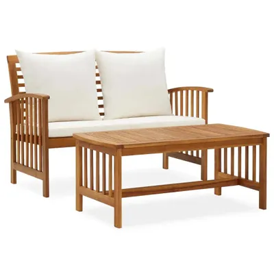 Immagine prodotto di set da giardino 2 pezzi con cuscini in legno massiccio di acacia