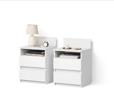 Image de Table de chevet Livinity Roya Blanc Lot de 2, Model 62490