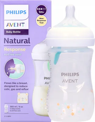 Produktbild von Avent Natural Response Flasche mit Air Free Ventil 260 ml +1m Bear
