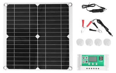 Obrázek produktu pro 40 W, 18 V, monokrystalický křemíkový flexibilní solární panel s regulátorem nabíjení 20 A pro venkovní použití
