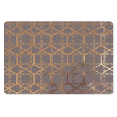 Produktbild von MuchoWow® Schreibtischunterlage Muster - Lila - Gold 60x40 cm - XXL Mauspad - Großes Mauspad