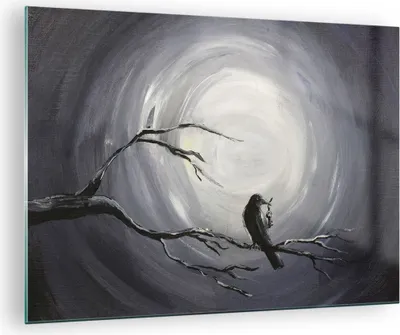 Produktbild von Bilder auf glas - Vogel Baum modern - 70x50cm - Glasbilder - Wandbilder - Kunstdruck - zum Aufhängen bereit - Wanddekoration aus Glas - Glas Bilder - Wandbild auf Glas - Einteilig - GAA70x50-3432