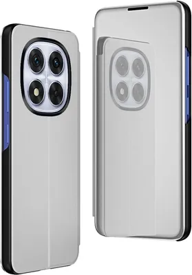 Obrázek produktu pro Pro Xiaomi Redmi Note 14 Pro 5G View Mirror Mobile Smart Cover Wake UP Function Case Silver