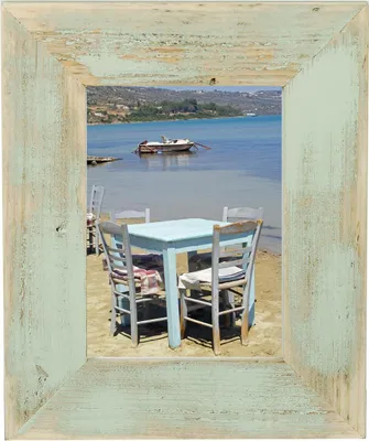 Immagine prodotto di Cornice portafoto rustica 13x18 cm in legno vecchio riciclato mint turchese per verticale e orizzontale
