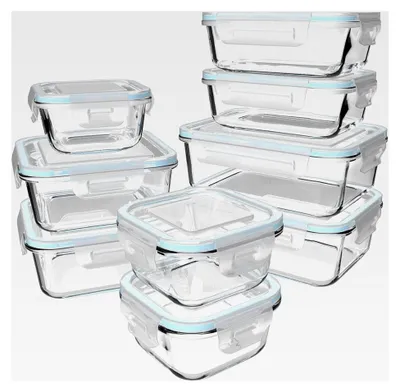 Produktbild von Glasbehälter mit Deckel - Vorratsdosen für die Küche (9 Behälter mit 9 Deckeln)