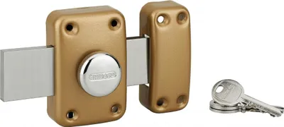 Immagine prodotto di Catenaccio Apache per porta di garage, cilindro 40 mm, catenaccio 160 mm, acciaio, 3 chiavi, epossidico oro - THIRARD