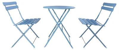 Image de Ensemble de table et chaises - Ensemble de jardin - Mobilier de terrasse - Ensemble pour balcon - Table pliante avec 2 chaises - Design en acier, résistant aux intempéries
