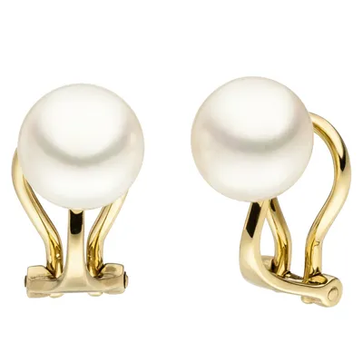Produktbild von Ohrclips 585 Gold Gelbgold 2 Süßwasser Perlen Ohrringe Perlenohrclips