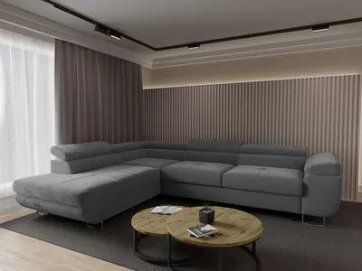 Produktbild von 4ALLHOME Ecksofa Luna mit Schlaffunktion, Couch, Sofa mit Bettkasten, Eckcouch, L-Form Seite: Links, Monolith 85 Grau