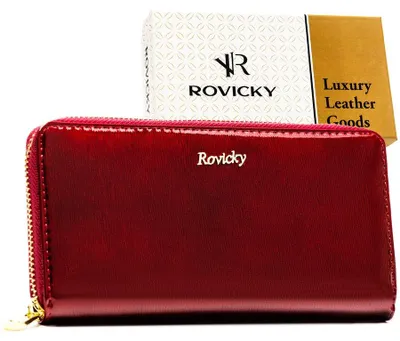 Obrázok produktu pre Rovicky dámska peňaženka z lakovanej prírodnej kože červená RFID