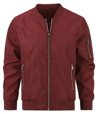 Image de Veste bomber légère d'été avec poche sur la manche, couleur rouge