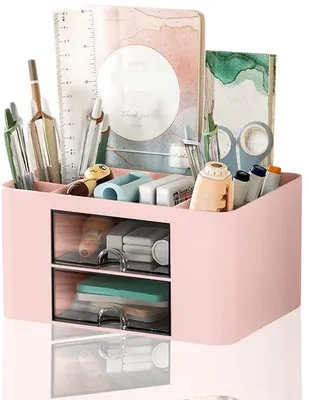 Immagine prodotto di Organizer da scrivania a 7 scomparti, rosa, in plastica